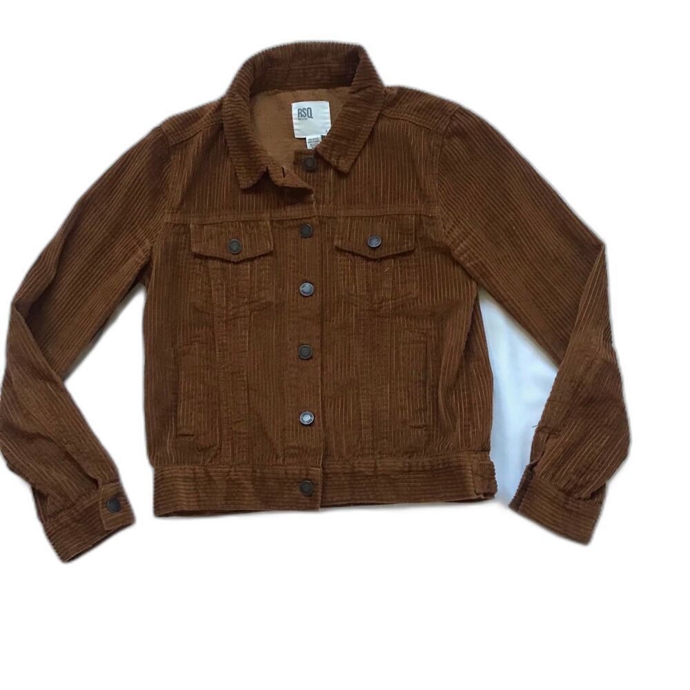 Tilly's Pac Sun RSQ Camel Brown Womens Small Corduroy Trucker Jacket